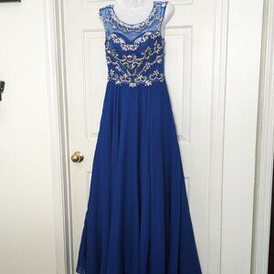 PANOPLY Women's  Beaded Prom Dress Long Size 6 Blue .